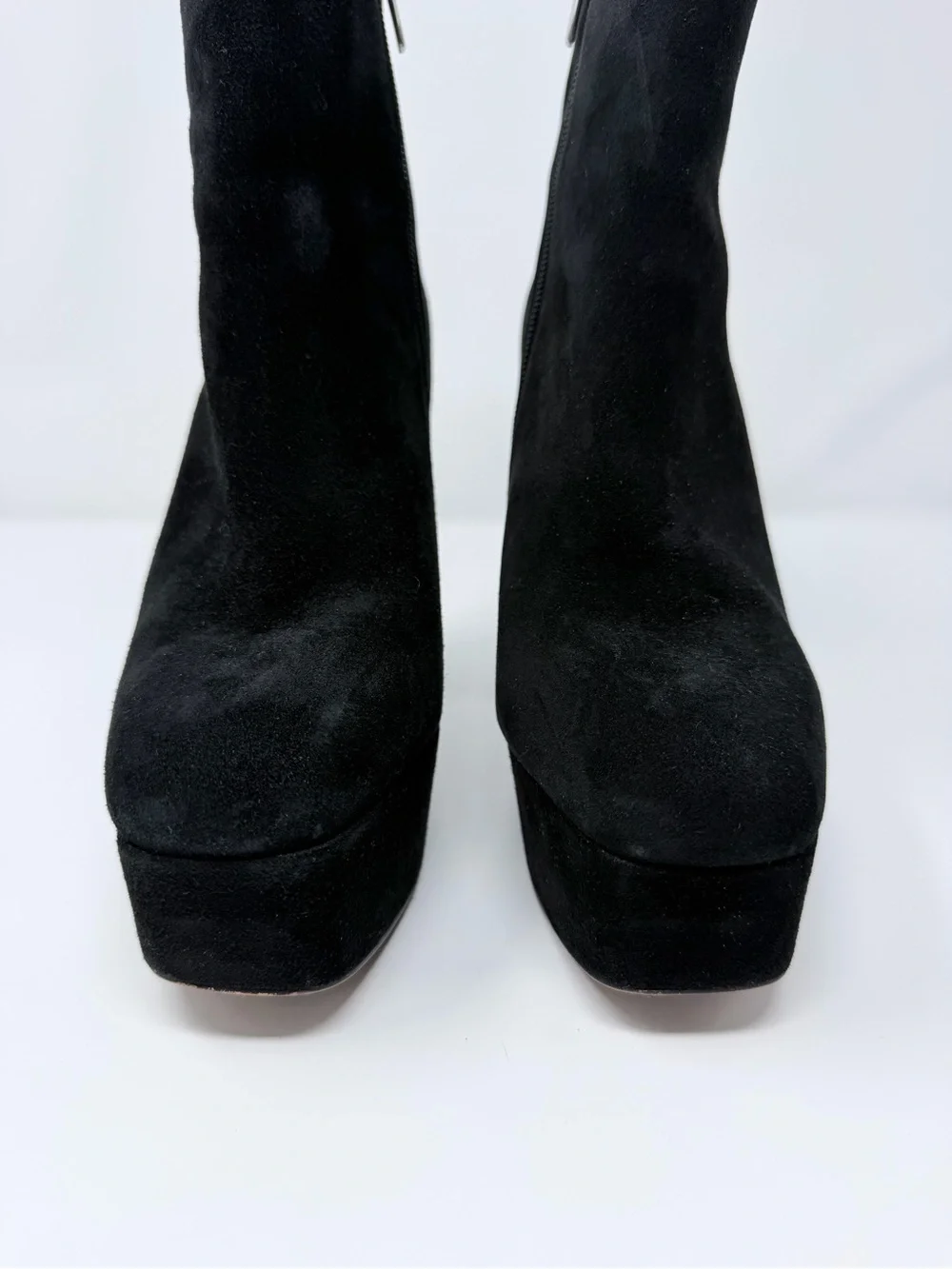 Vince Camuto Leslieon Black Suede Platform Ankle Boots Size 7.5 Block Heel